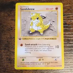 Wizards of the Coast Sandshrew 1st Edition Base Set Shadowless 62/102 40 HP - Image 1