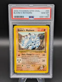 2000 POKEMON GYM CHALLENGE #65 BLAINE'S RHYHORN PSA 10 - Image 1