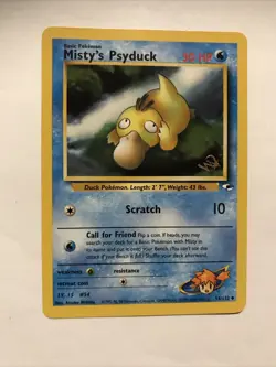 Misty's Psyduck W Gold Stamp Promo Top Deck Magazine English Pokemon Card - Image 1