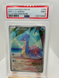 2025 POKEMON DRI EN-DESTINED RIVALS ILLUSTRATION RARE #194 MISTY'S LAPRAS PSA 9 - Image 2