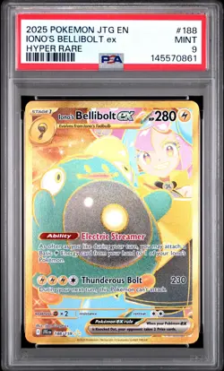 2025 Pokemon TCG Iono's Bellibolt ex Hyper Rare #188 - PSA 9 - Image 1
