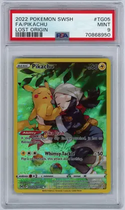 2022 Pikachu #TG05 Pokemon English SWSH Lost Origin Full Art PSA 9 MINT - Image 1