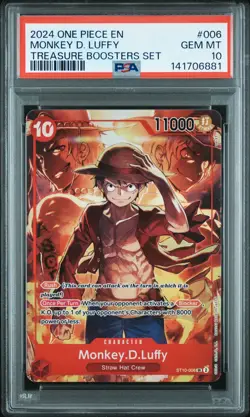 Monkey D. Luffy PSA10 2024 One Piece Promos Treasure Boosters Set #006 - Image 1