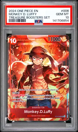 Monkey D. Luffy PSA10 2024 One Piece Promos Treasure Boosters Set #006 - Image 1