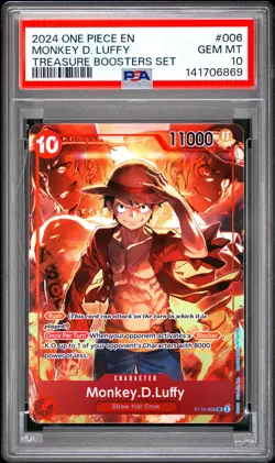 Monkey D. Luffy PSA10 2024 One Piece Promos Treasure Boosters Set #006 - Image 1