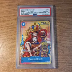 PSA 10 - Monkey D. Luffy P-043 - One Piece 2nd Anniversary Tournament Promo - Image 1
