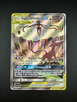 Espeon & Deoxys GX SM240 TAG TEAM Promo Full Art Holo Pokemon TCG NM - Image 1
