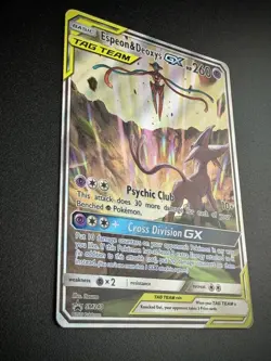Espeon & Deoxys GX SM240 TAG TEAM Promo Full Art Holo Pokemon TCG NM - Image 3