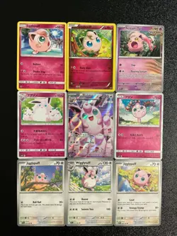 x9 Jigglypuff Wigglytuff Pokemon TCG mixed Lot Collection Cute Rare Holo 💖 - Image 1