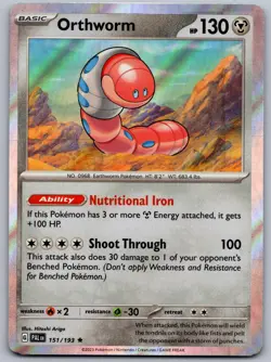 ORTHWORM 151/193 R PALDEA EVOLVED POKEMON HOLO NM/M - Image 1