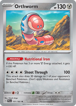 ORTHWORM 151/193 R PALDEA EVOLVED POKEMON HOLO NM/M - Image 3
