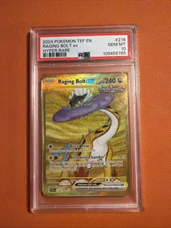 PSA 10 Gem MT Raging Bolt EX Temporal Forces Gold Hyper Rare 218/162 Pokemon TCG - Image 1