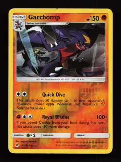 Garchomp 62/131 Holo Rare SM - Forbidden Light Reverse Holo Pokemon Card - Image 1