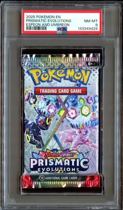 PSA 8 NM-MINT Prismatic Evolutions SEALED Booster Pack Pokemon Cards 429 - Image 1