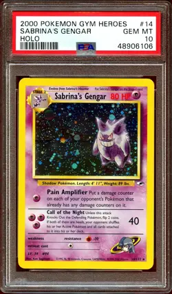 PSA 10 GEM MINT Sabrina's Gengar 14/132 HOLO Gym Heroes RARE Pokemon Card - Image 1
