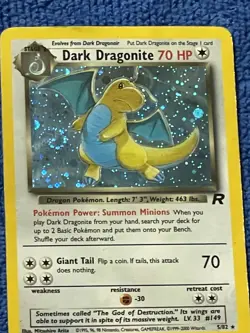 Pokemon Dark Dragonite 5/82 Team Rocket-Unlimited Edition Holo Swirl HP - Image 1