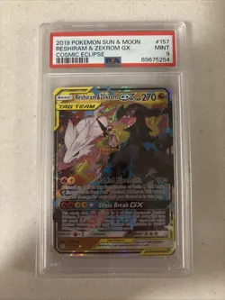 Pokemon Reshiram Charizard GX Card 157/236 Trading Card Psa9 - Image 1