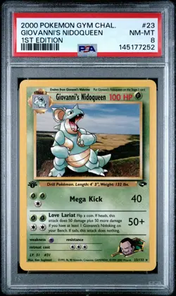 2000 POKEMON GYM CHALLENGE 1ST EDITION #23 GIOVANNI'S NIDOQUEEN PSA 8 - Image 1