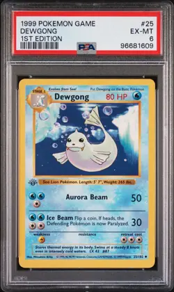 1999 POKEMON BASE SET 1ST EDITION #25 DEWGONG PSA 6 - Image 1