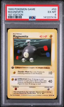 1999 POKEMON GAME 1ST EDITION #53 MAGNEMITE PSA 6 - Image 1