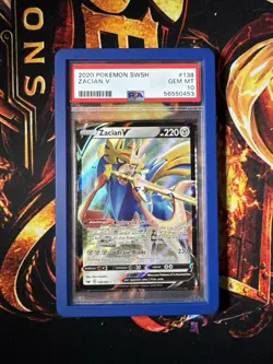 💎PSA 10 GEM MINT 2020 Pokemon Sword & Shield ZACIAN V #138 Ultra Rare Holo - Image 1