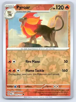 Pokemon Pyroar Prismatic Evolutions PRE UC REVERSE HOLO 016/131 NM - Image 1