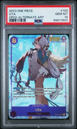 2023 ONE PIECE OP02-PARAMOUNT WAR ALTERNATE ART #120 UTA PSA 10 - Image 1