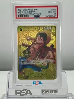 PSA10 One Piece Card Monkey D. Luffy 2nd Anniversary Set ST13-015 SR Japanese - Image 1