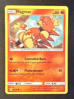 Magmar SHIFTED INK/TEXT ERROR 18/156 2018 Ultra Prism Pokemon Card Non Holo - Image 1