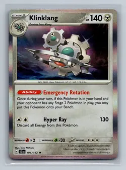 Klinklang Holofoil Rare SV07: Stellar Crown SCR Metal 101/142 Pokemon Card TCG - Image 1