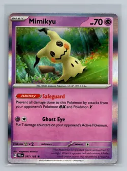 Mimikyu Holofoil Rare SV02: Paldea Evolved PAL Psychic 097/193 Pokemon Card TCG - Image 1
