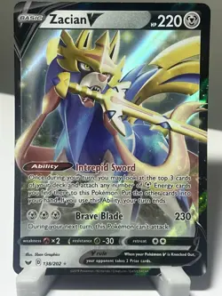 Zacian V 138/202 Ultra Rare Sword & Shield Base Pokemon Card - Image 1
