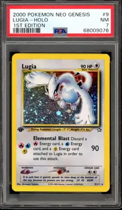 Pokemon Neo Genesis 1st Edition Holo Lugia 9/111 Card TCG PSA 7 - Image 1