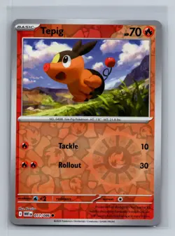 Tepig Reverse Holo Common SV: White Flare WHT Fire 011/086 Pokemon Card TCG - Image 1