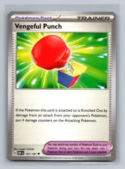 Vengeful Punch Normal Uncommon SV03: Obsidian Flames OBF Tool 197/197 Pokemon Ca - Image 1