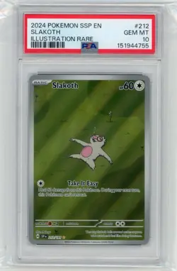Pokemon 2024 Slakoth 212/191 Illustration Rare Surging Sparks GEM MINT PSA 10 - Image 1