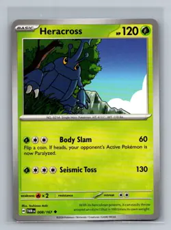 Heracross Normal Uncommon SV06: Twilight Masquerade TWM Grass 008/167 Pokemon Ca - Image 1