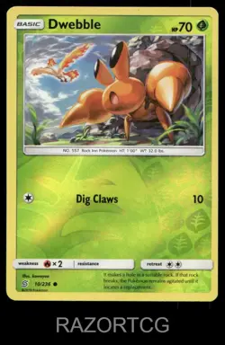 DWEBBLE 10/236 C UNIFIED MINDS POKEMON REVERSE HOLO NM/M - Image 2
