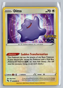 Ditto 053/078 Holo Rare Pokemon GO Pokemon Near Mint - Image 1