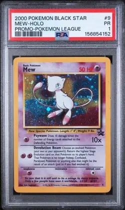 2000 POKEMON PROMO BLACK STAR #9 MEW-HOLO PROMO-POKEMON LEAGUE PSA 1 SWIRL - Image 1