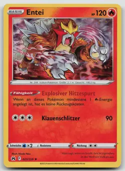 Entei 021/159 Holo Rare - Zenit der Konige - DE - NM - Pokemon TCG - Image 1