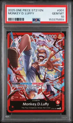 One Piece - ST21-EX Gear 5 Monkey.D.Luffy Red Leader Alt Art ST21-001 PSA 10 - Image 1