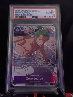 2024 One Piece OP09 EN Treasure Rare #004 Zoro-Juurou PSA 10 GEM MINT - Image 1