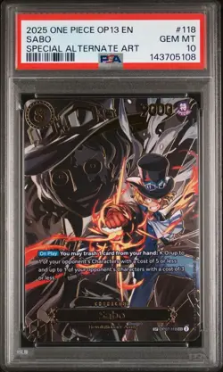 2025 One Piece OP13 EN Sabo Special Alternate Art SP #118 PSA 10 GEM MINT - Image 1