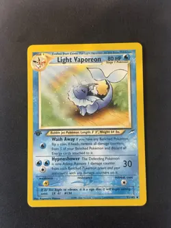 Pokemon TCG Light Vaporeon Neo Destiny 52 1st Edition Uncommon Card LP - Image 1