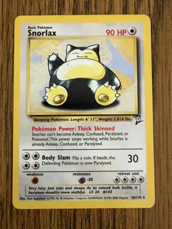 Snorlax 2nd Edition Non Holo 30/130 Near Mint With 4 Bonus Cards - Image 1
