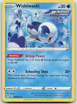 Wishiwashi 046/203 SWSH07: Evolving Skies Rare Pokemon TCG Card - Image 1