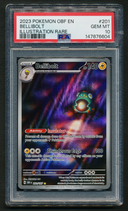 Bellibolt 201/197 IR Illustration Rare Holo Pokemon 2023 Obsidian Flames PSA 10 - Image 1