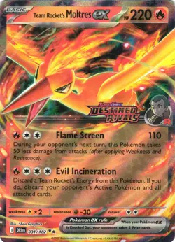 TEAM ROCKET'S MOLTRES EX 031/182 HOLO POKEMON NM/M - Image 2