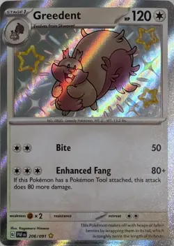 Pokemon TCG Greedent 206/091 Paldean Fates - Image 1